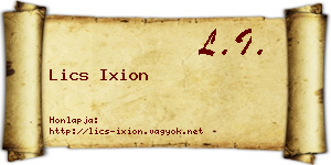 Lics Ixion névjegykártya